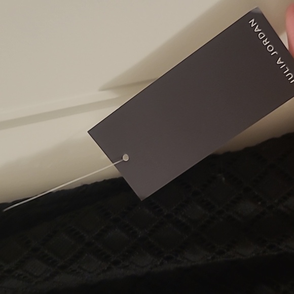 Julia Jordan Black Lace Blouson Jumpsuit Straight Wide Leg Illusion Neck - Picture 4 of 11